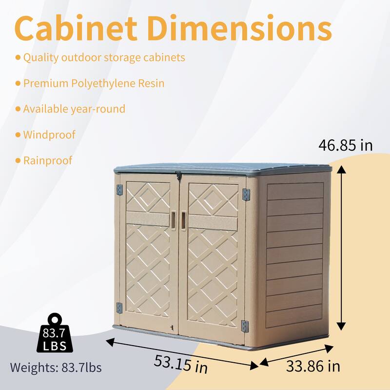 4.43 ft.x 2.82 ft White Resin HDPE Outdoor Storage Shed with Lockable Door