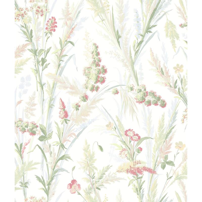 Botanical Gloucester Hillaire Wheat Meadow 33 ft L X 20.5 in W Wallpaper. - Green