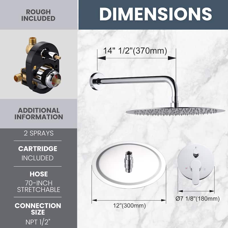 WOWOW Wall Mount 9-Spray Shower Faucet with Handshower