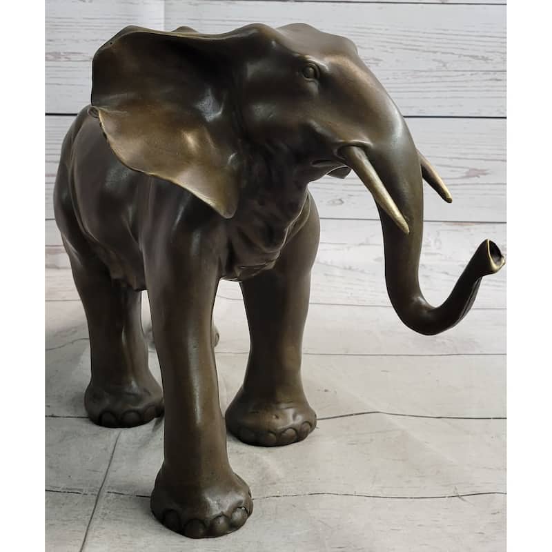 Smooth Imitative Elephant Bronze Metal Figure Sculpture Handmade Art Decor Collectible