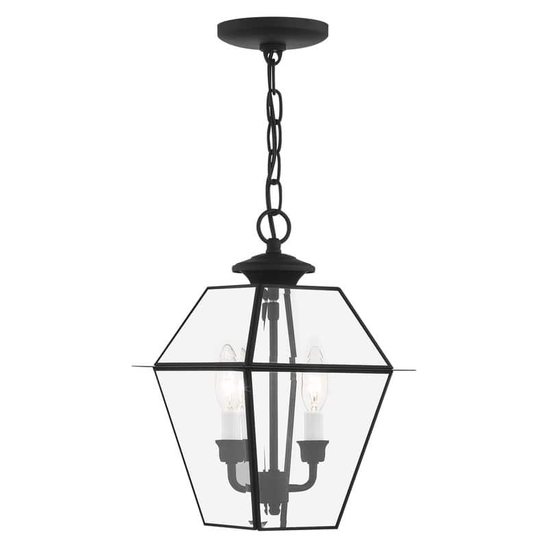 Livex Lighting 2-light Black Finish Outdoor Chain Lantern, 2285-04 - 9" SQ x 14" H