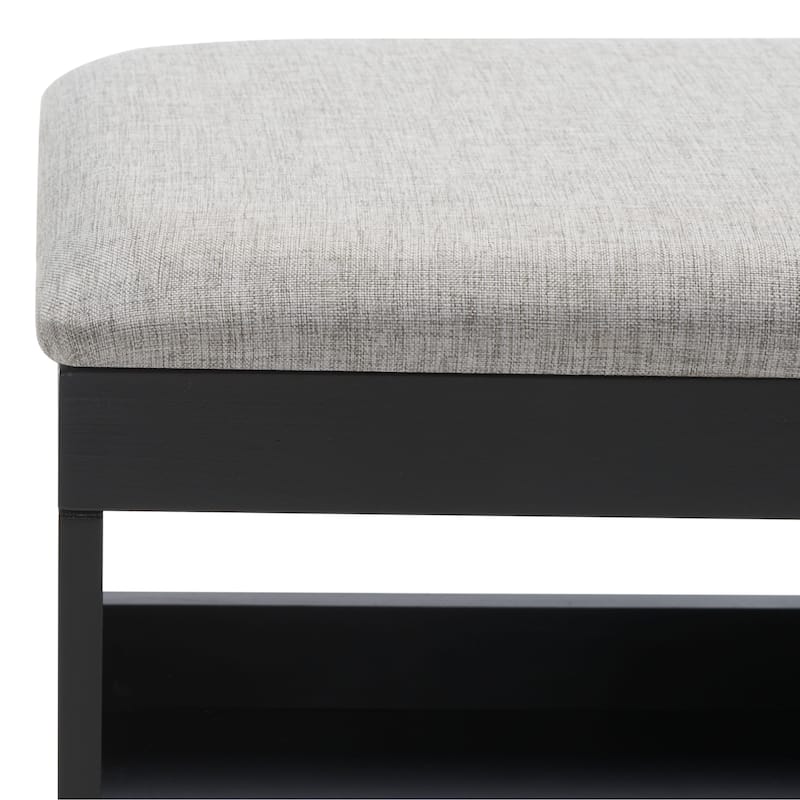 SAFAVIEH Cricket Mid-Century Modern Open Shelf Storage Bench with Cushion