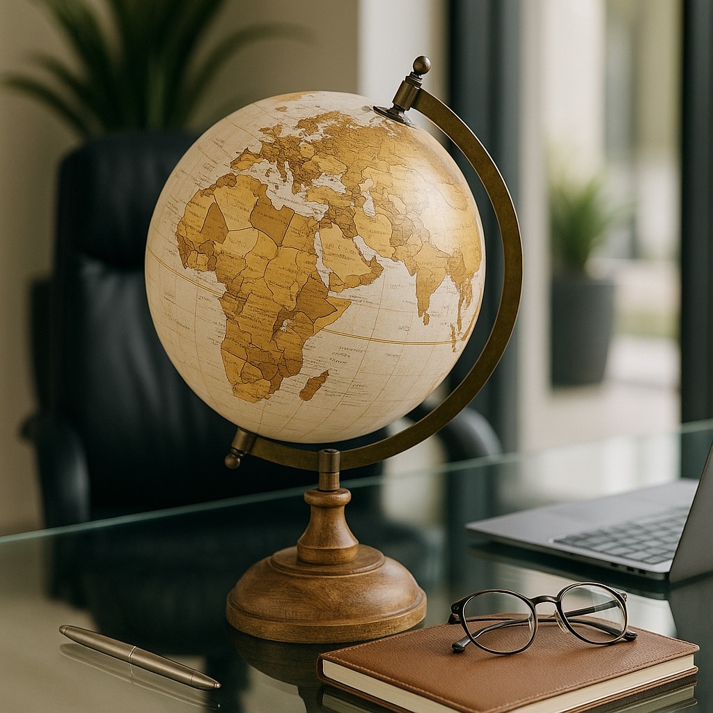 Sagebrook Home Elegant Gold 13" Decorative Globe, Mango Wood & Metal World, Perfect for Home Office - 8" x 9" x 13"