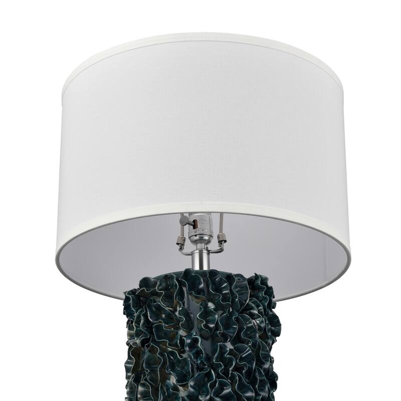 Elk Home Larkin Green Glazed With White Linen Drum Shade Table Lamp