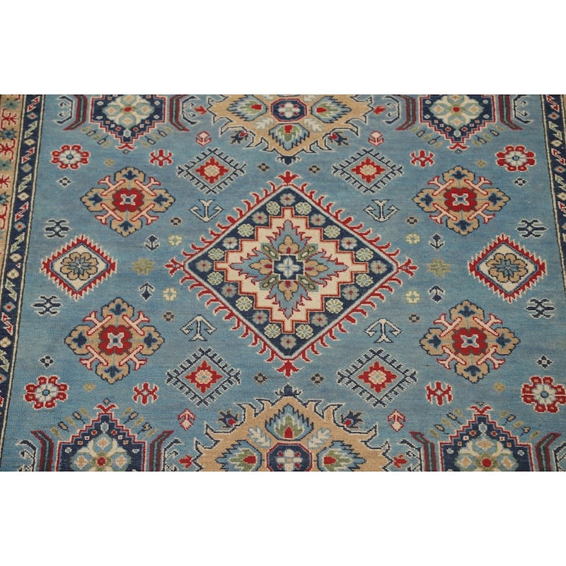 Light Blue Kazak Area Rug Handmade Oriental Wool Carpet - 6'8" x 9'10"