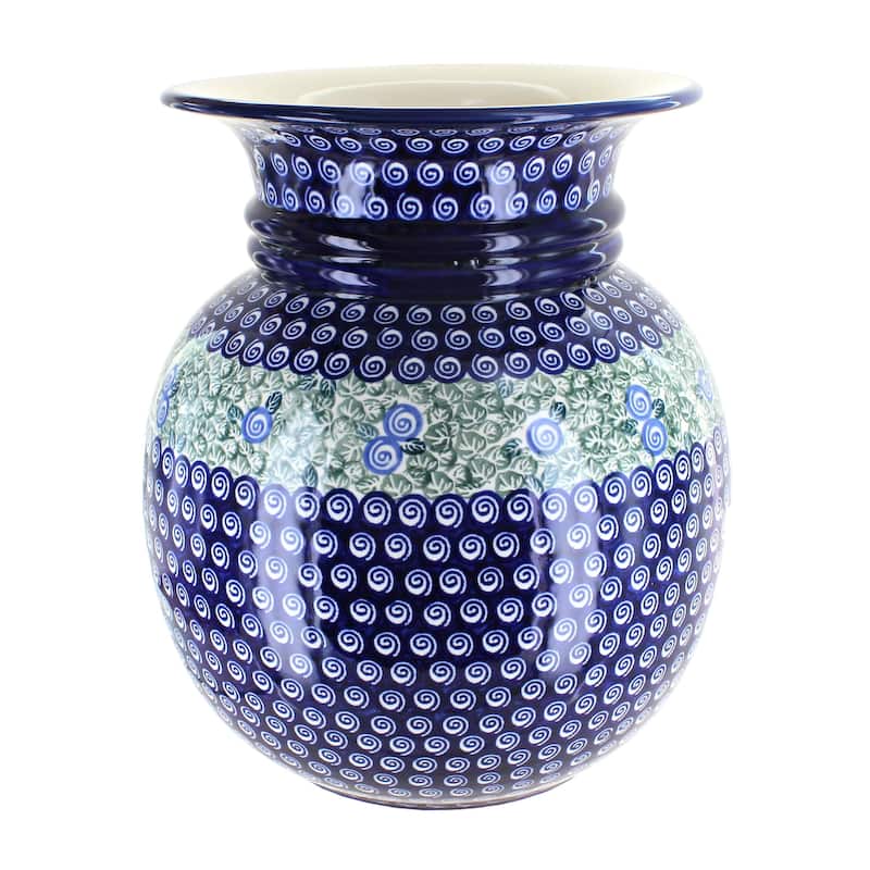 Blue Rose Polish Pottery 169 Zaklady Floor Vase - Seaside Swirl