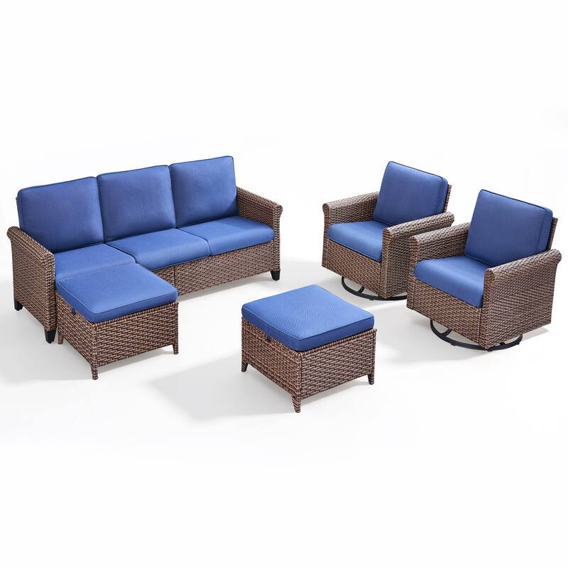 Pocassy Outdoor Sofa with Swivel Chairs Funiture Set