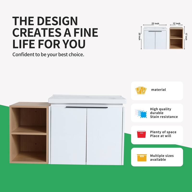 BNK 12/24/36/48/60 Inch Wall-Mounted Bathroom Vanity, Bathroom Cabinet with Doors or Side Shelves