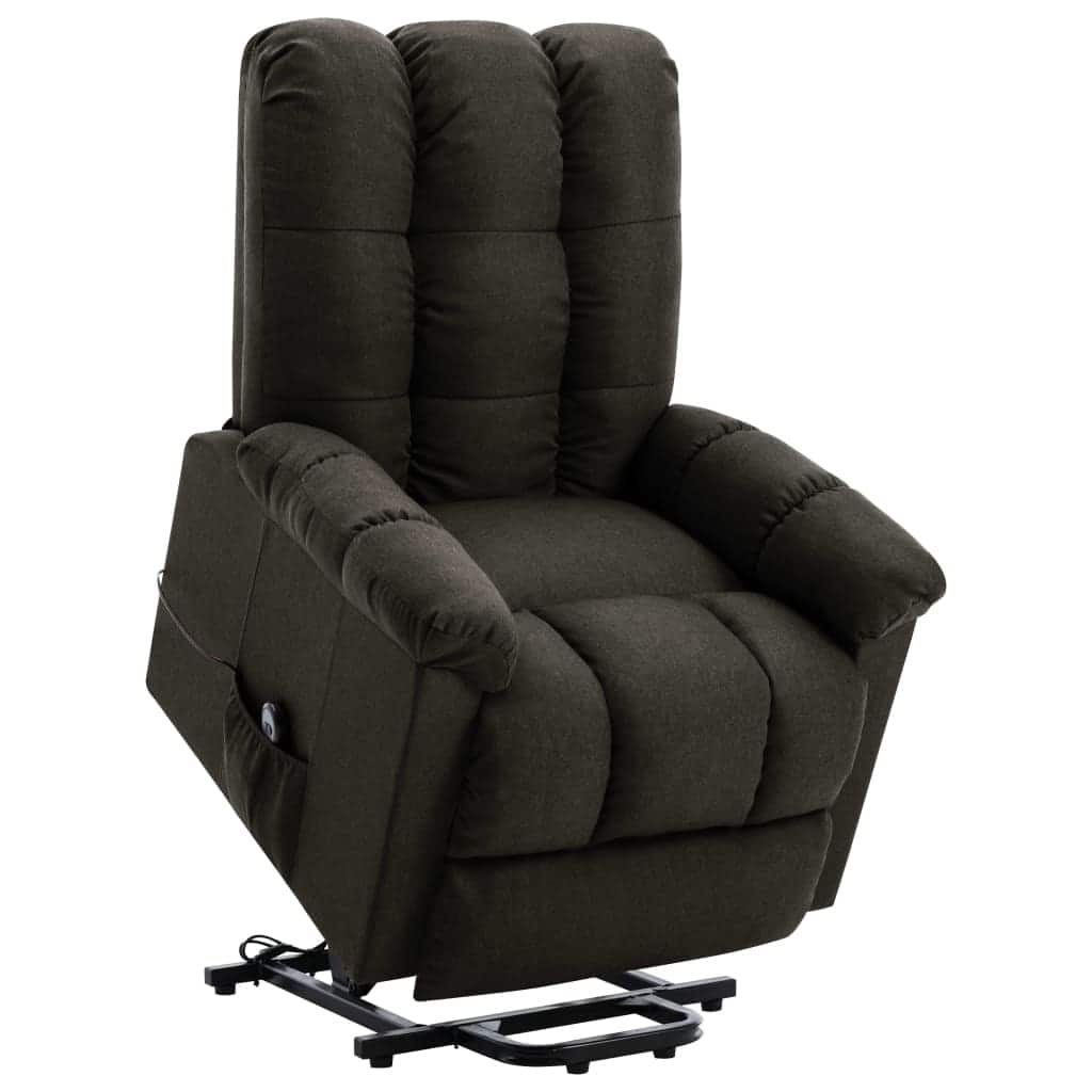 vidaXL Power Lift Recliner Dark Brown Fabric - 29.9" x 36.2" x 40.2"
