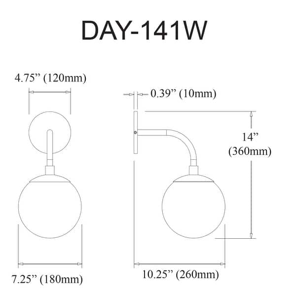 Dainolite Dayana 1 Light Wall Sconce Down Light Polished Chrome