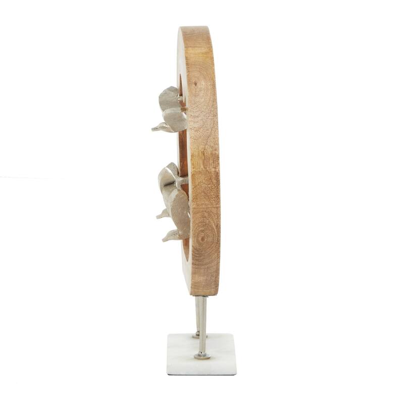 Aluminum Metal Bird Decorative Sculpture - Brown - Roche River Decor