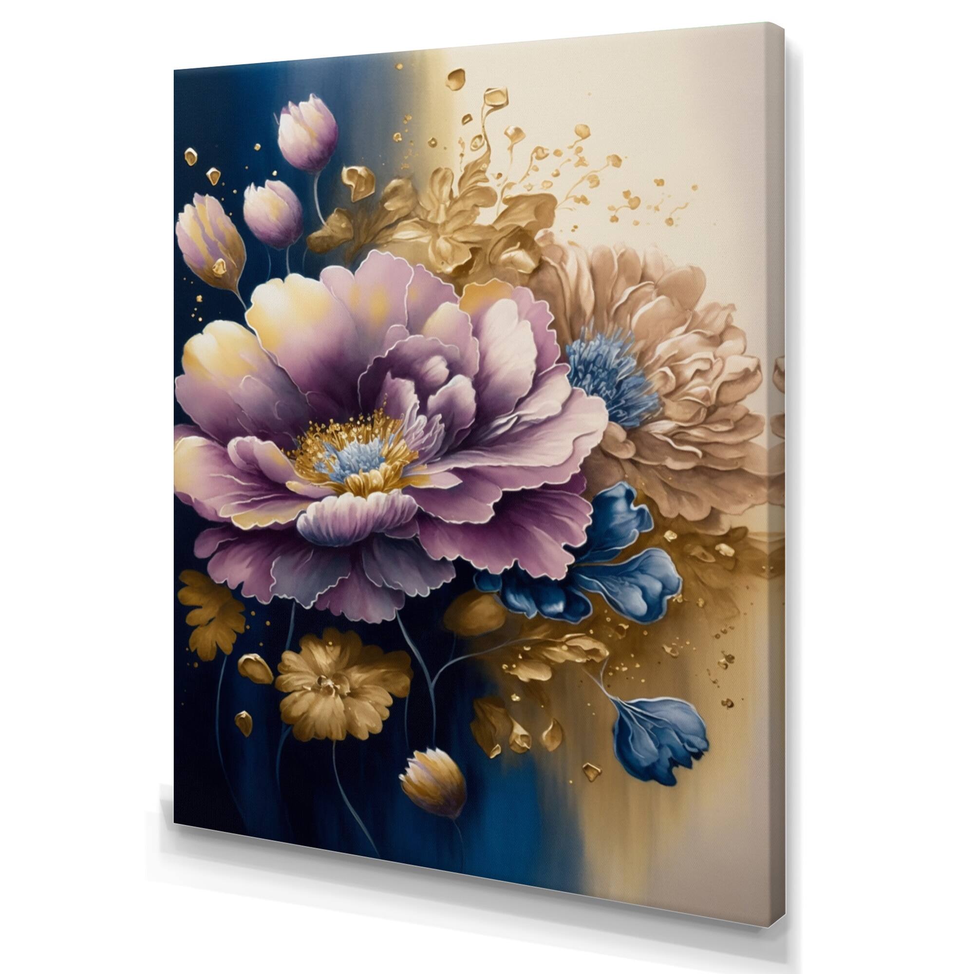 Designart 'Purple And Blue Watercolor Flowers III' Floral & Botanical ...