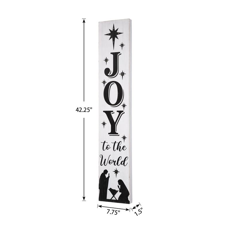 Glitzhome 42"H Lighted "JOY" or 60"H "PEACE" Wooden Nativity Porch Sign