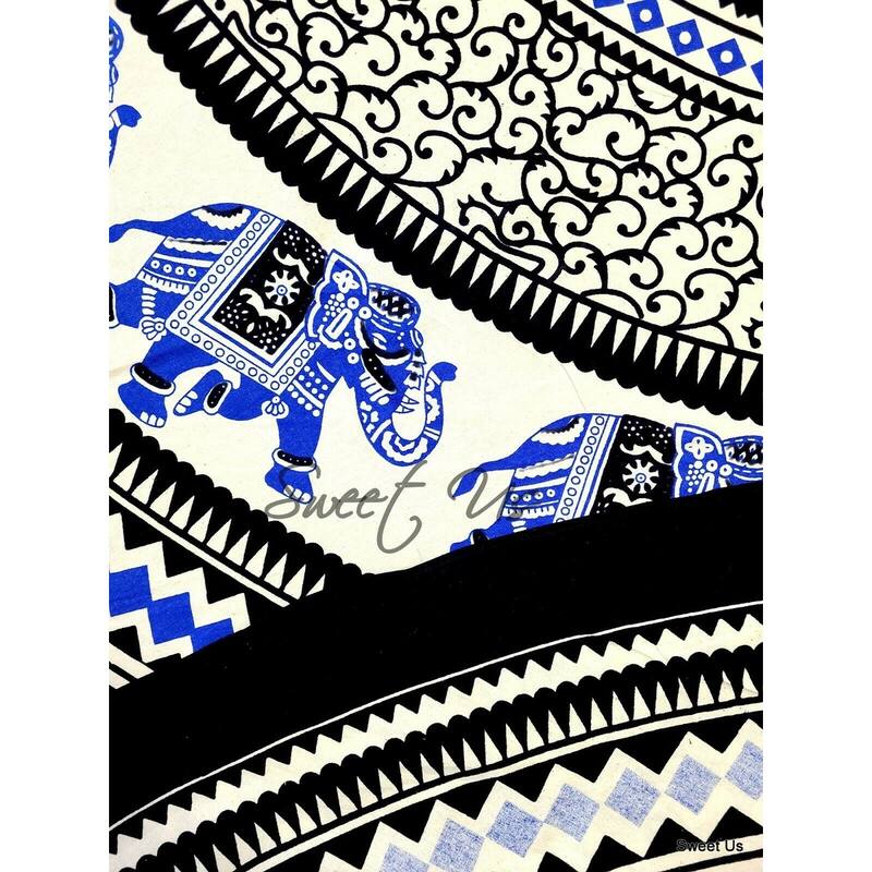 Cotton Palatial Elephant Floral Tablecloth Round