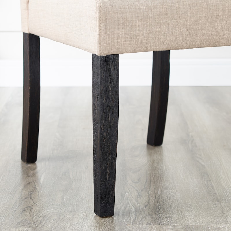 Modern Solid Wood Tufted Dining Chairs, Armless Dining Chairs with Button Tufted Back Seats, for Dining Rooms, Set of 2, Tan