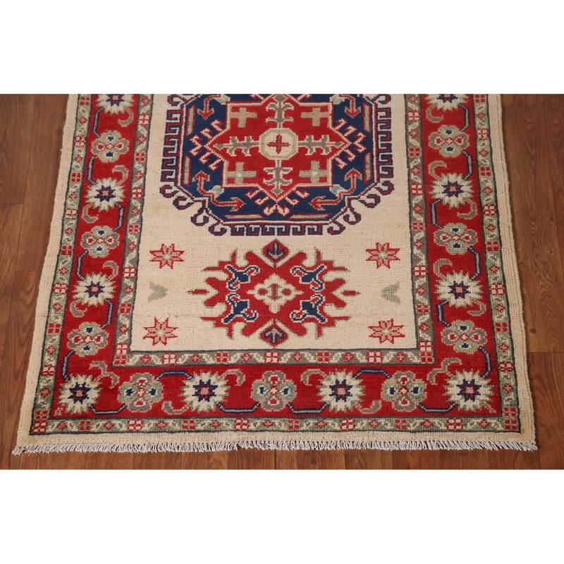 Kazak Accent Rug Hand-Knotted Wool Carpet - 2'11" x 4'3"