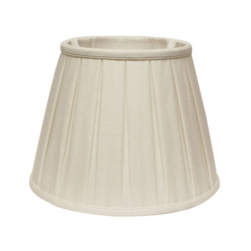 HomeRoots 12" White Slanted Linen Lampshade with Box Pleat - 12