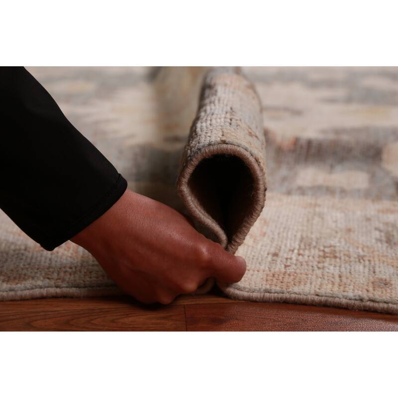 Hand Knotted Oriental 100% Wool Carpet Transitional Floral Greys & Charcoal Oushak Area Rug - 5' 9'' X 4' 2''