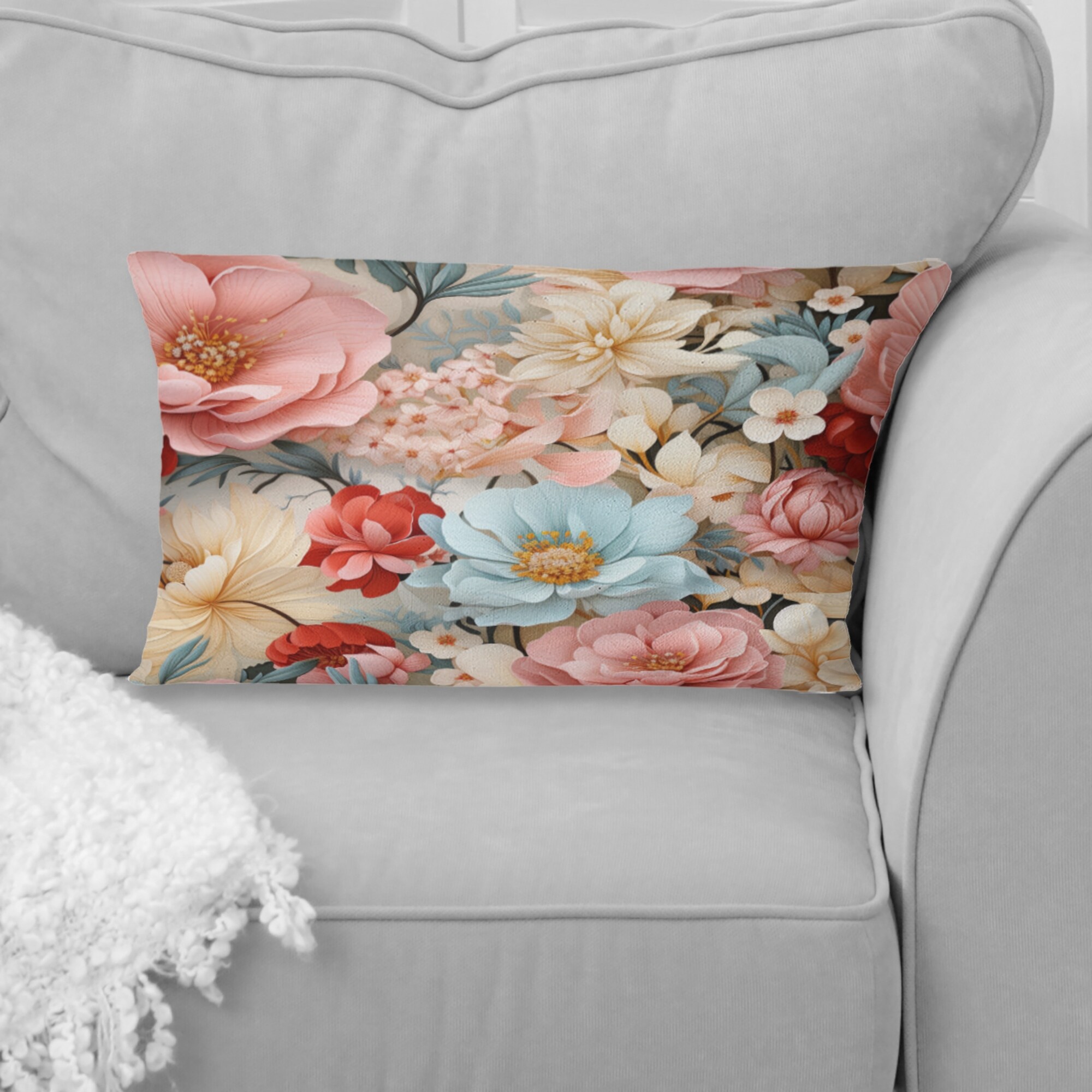 Designart "Pastel Garden Floral Happiness I" Floral Printed Throw Pillow