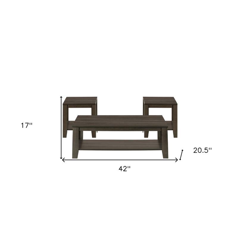 HomeRoots Set of Three 42" Oak Coffee Table With Three Shelves - 42' X '17' X '20.5