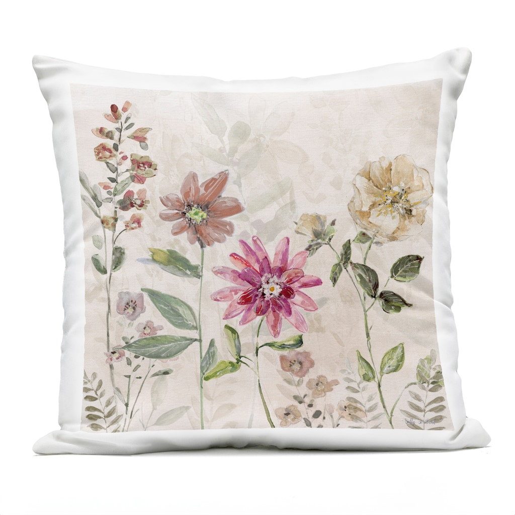 Stupell Earthy Natural Flower Blooms Printed Outdoor Throw Pillow Design by Sally Swatland