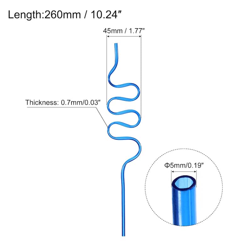20pcs Silly Straws, 260x45mm Crazy Straws for Gift Christmas - Blue - Blue
