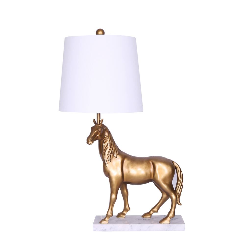 Polyresin/Marble 28" Horse Lamp, Gold