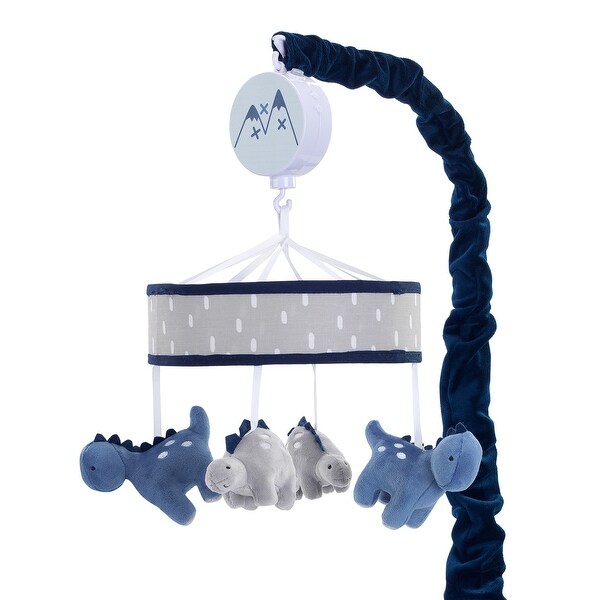 Lambs Ivy Baby Dino Blue Gray Dinosaur Musical Baby Crib Mobile