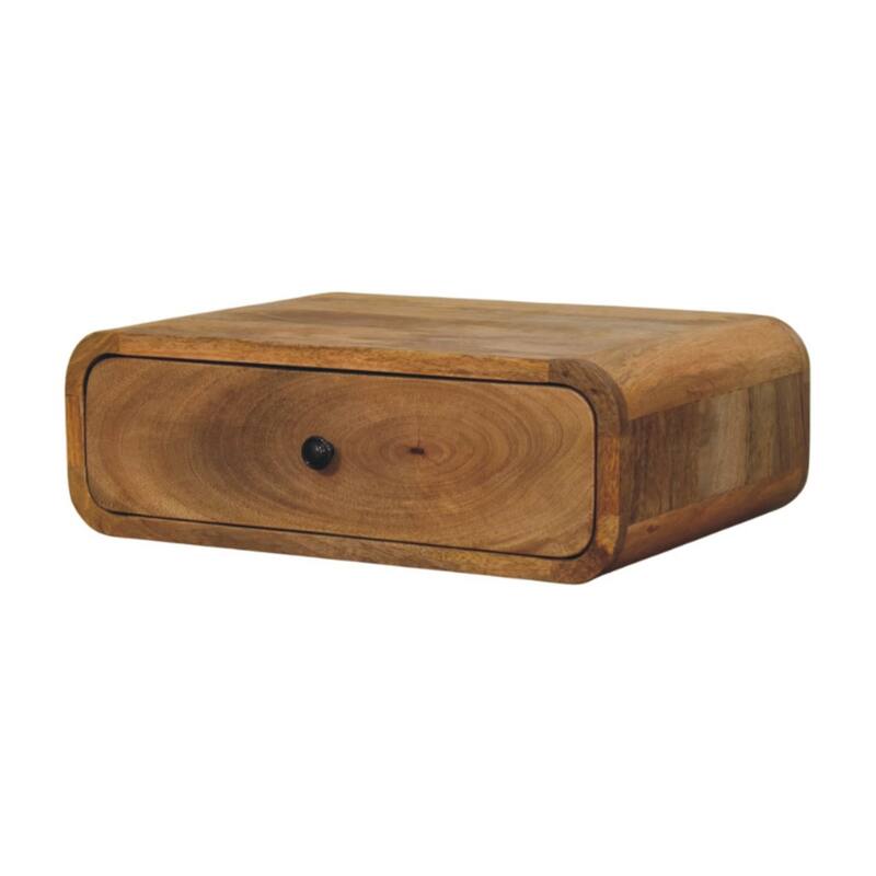 HomeRoots 18" Oak Solid Wood Oval One Drawer Floating Nightstand