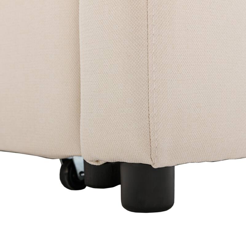 Tufted Convertible Corduroy/ Linen Modular Sectional Sofa with Storage Chaise