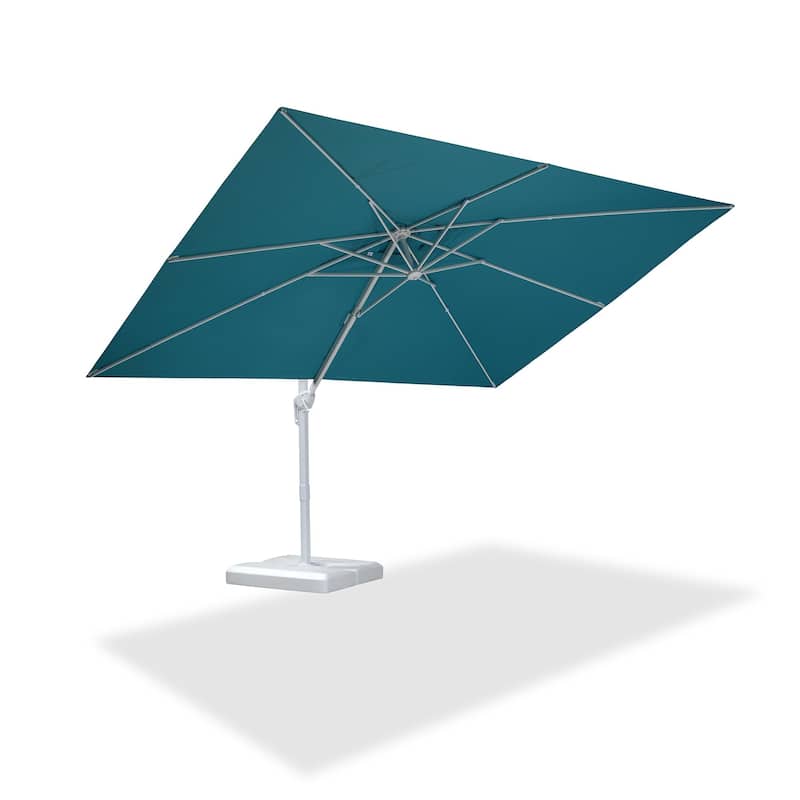 PURPLE LEAF White Cantilever Patio Umbrella with 360 Degree Rotation With Base