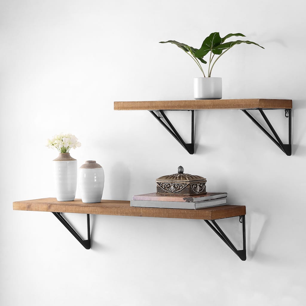SAFAVIEH Rafah Floating Display Wall Shelf (Set of 2) - 36" W x 8" L x 7.5" H; 24" W x 8" L x 7.5" H - 36Wx8Dx8H
