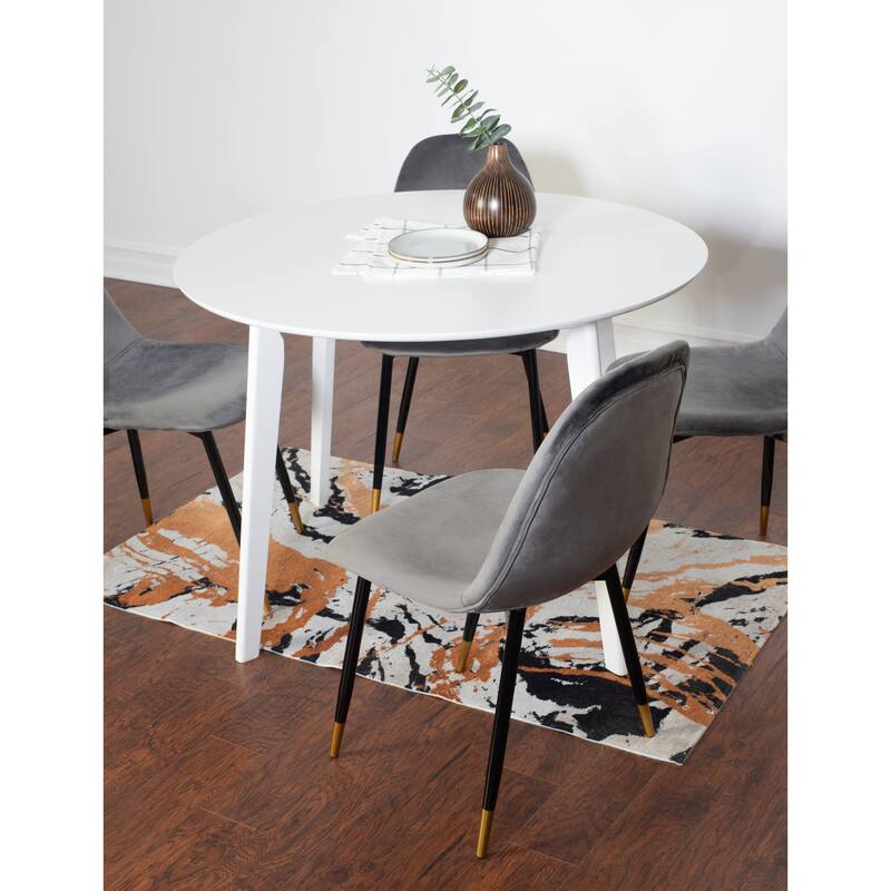 Modern 5-Piece Dining Set with Round Table & 4 Velvet Chairs