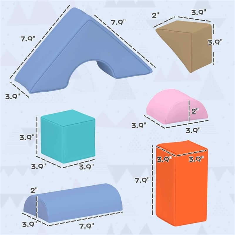 11 Piece Soft Foam Play Set for Toddlers Educational Building Blocks Lightweight Easy to Clean Safe Indoor Playset - Multi