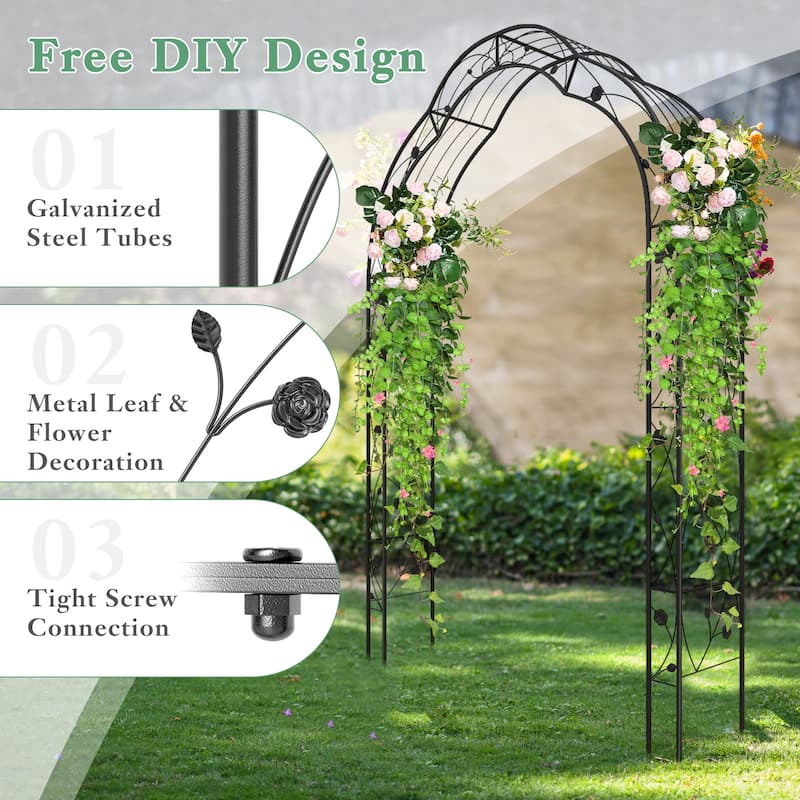 Gymax 99'' Tall Garden Arch Arbor Trellis w/6 Combination Ways & 2