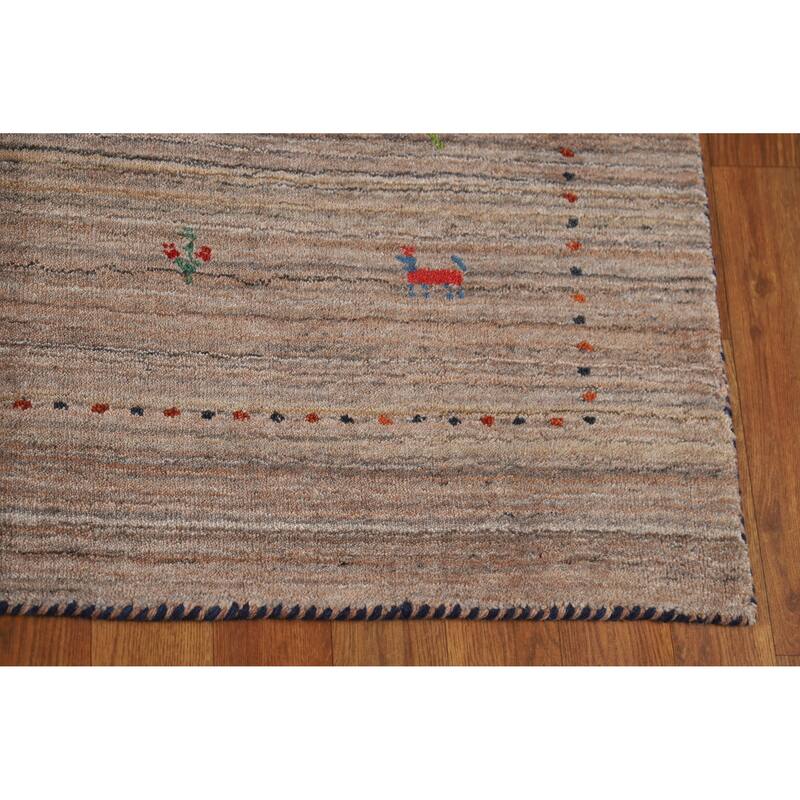 Gabbeh Indian Rug Handmade Tribal Brown Wool Carpet - 3'11" x 5'7"
