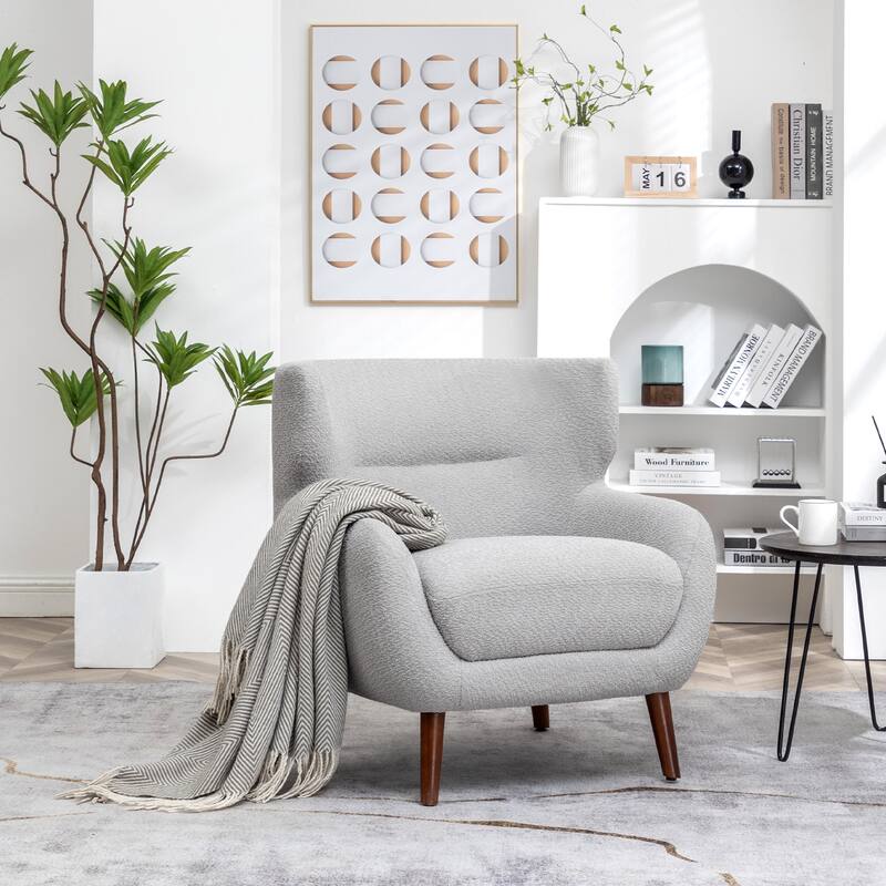 XINMICS Tufted Accent Chair, Wingback Upholstered Armchair for Living Room, Bedroom, Set of 1 - Grey