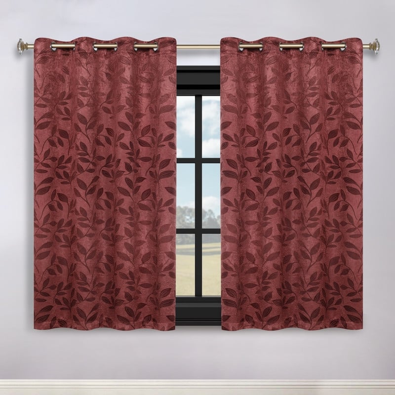 Superior Modern Bohemian Leaves Room Darkening Curtains with Grommets
