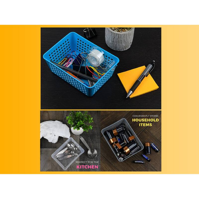 Small Plastic Storage Basket for Organizing Kitchen Pantry, Pack of 12