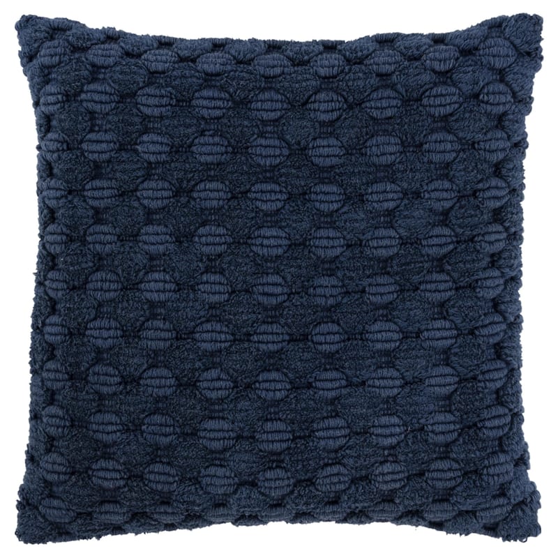 HomeRoots 20" Blue Cotton Throw Pillow With Texture