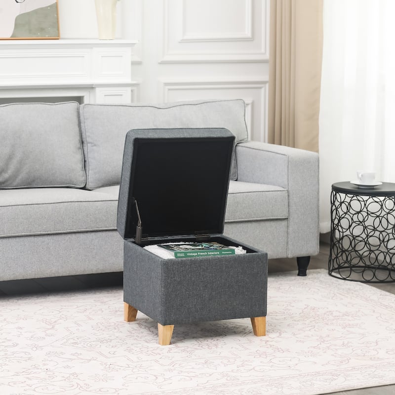 Adeco Square Storage Ottoman 17 inch Footstool