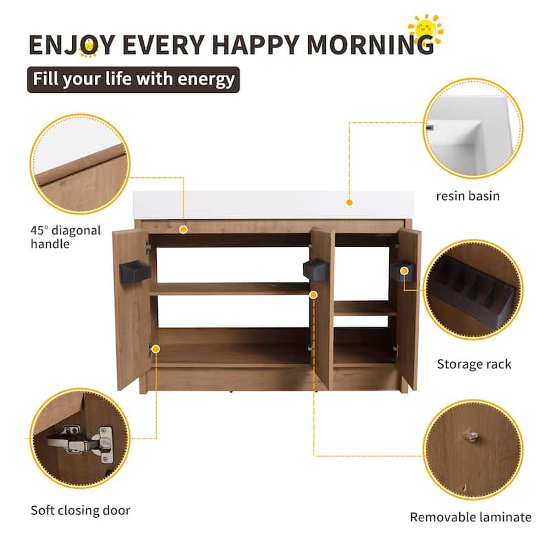 Beingnext 24"/30"/48"/60" Bathroom Vanity with Sink, Freestanding Bathroom Vanity with Soft Close Door