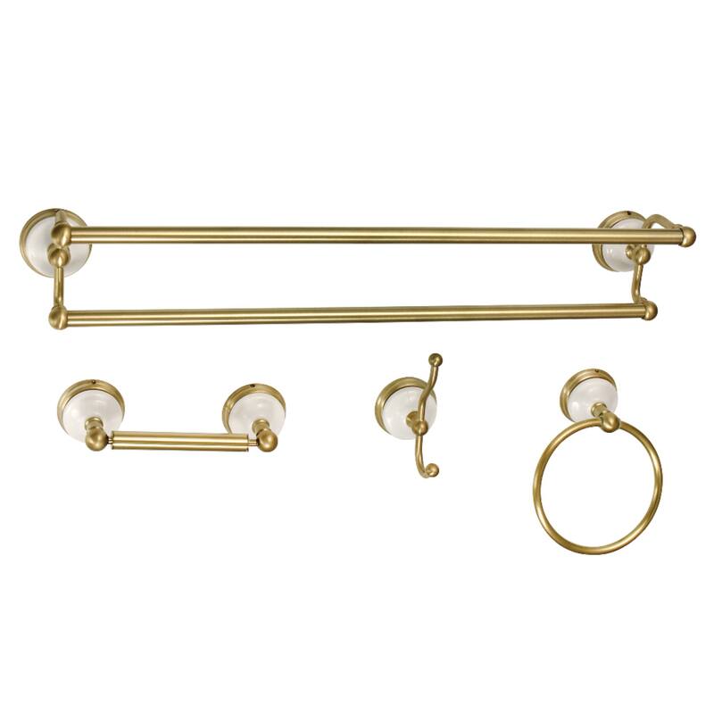 Victorian 4-Pieces Dual Towel Bar Bathroom Hardware Set