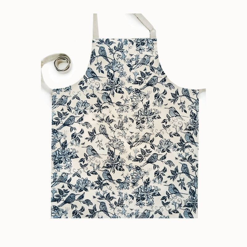 French Home Honeysuckle Indigo Apron