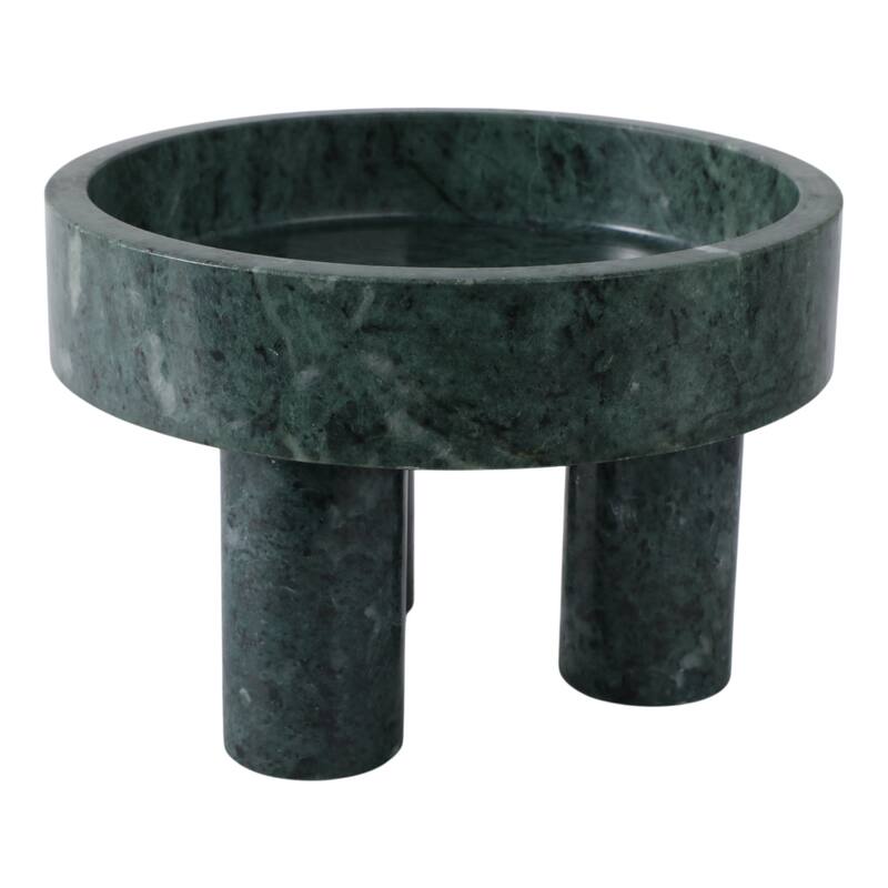 Marble Bowl with Tripod Legs Decorative Accent Home Decor - 6" Green - 9" x 9" x 6"