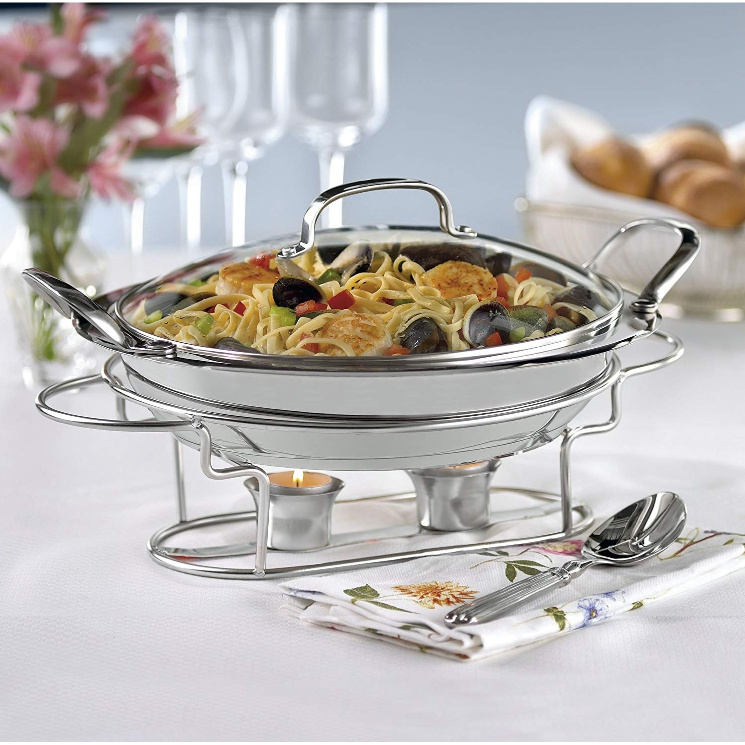 KITCHEN LIVING 7.5 QT STAINLESS STEEL BUFFET SERVER WITH WARMING