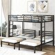 preview thumbnail 11 of 22, Full over Twin & Twin Size Bunk Bed with Built-in Shelf in Black