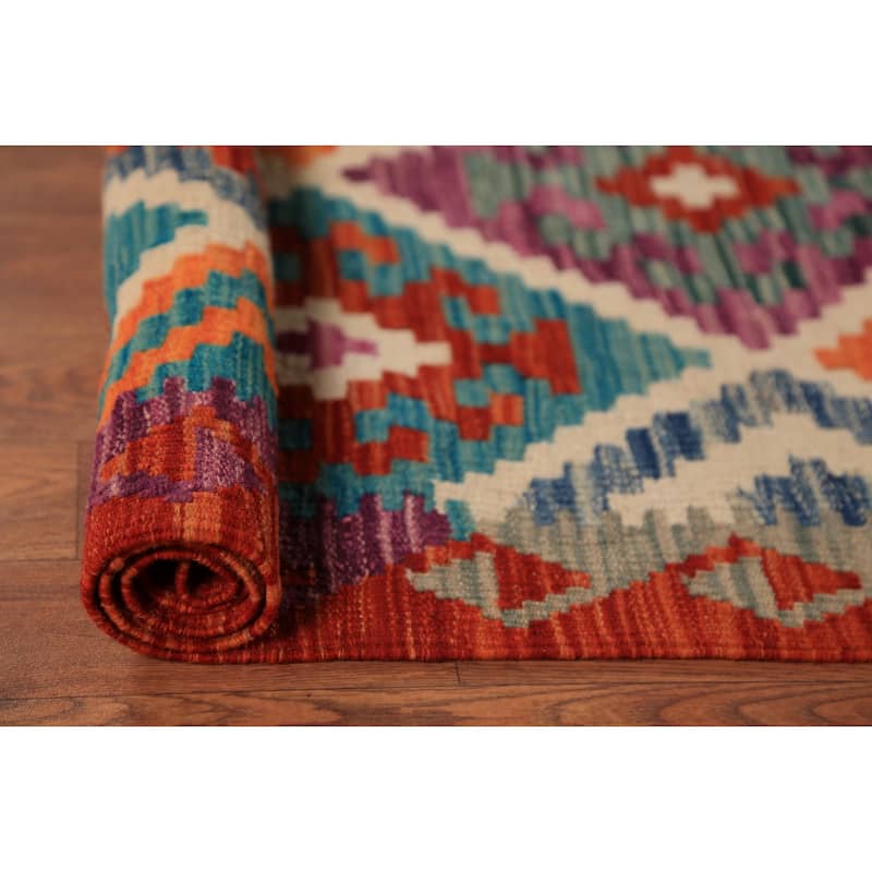 Trellis Kilim Oriental Area Rug Flatweave Reversible Wool Carpet - 8'2"x 9'7"