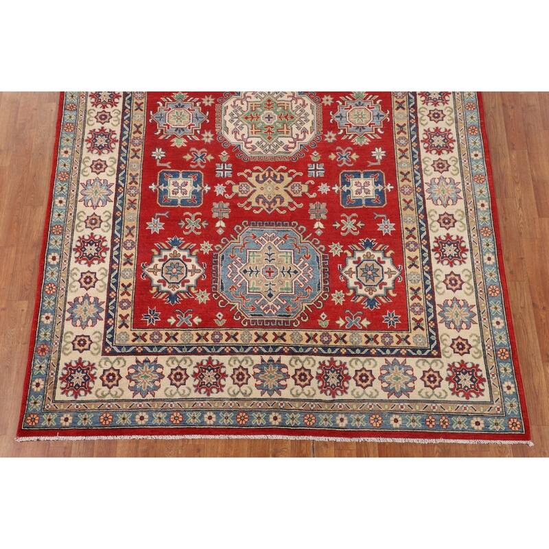 Red Kazak Area Rug Handmade Living Room Wool Carpet - 6'7" x 9'9"