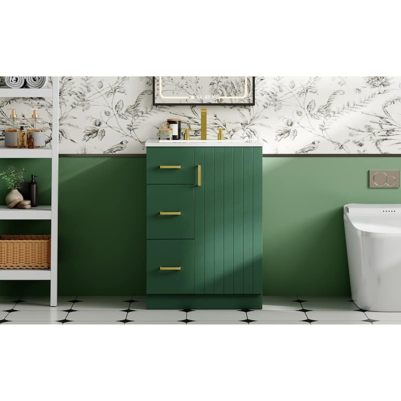 24-In Bathroom Vanity with Sink,2 Drawers and Soft-Closing Door